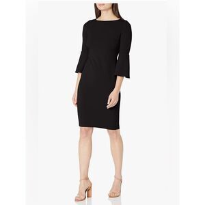 Calvin Klein Black Bell-Sleeve Midi Dress Like New Size 8